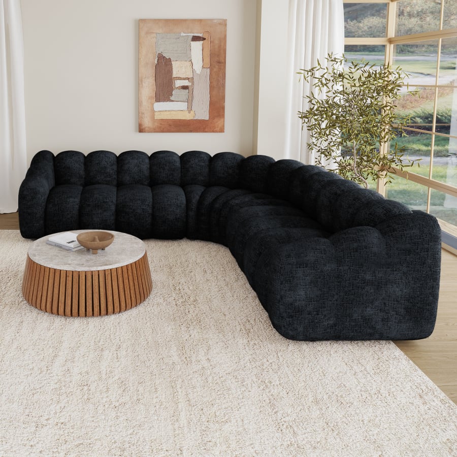 Canapé d'angle réversible en tissu noir